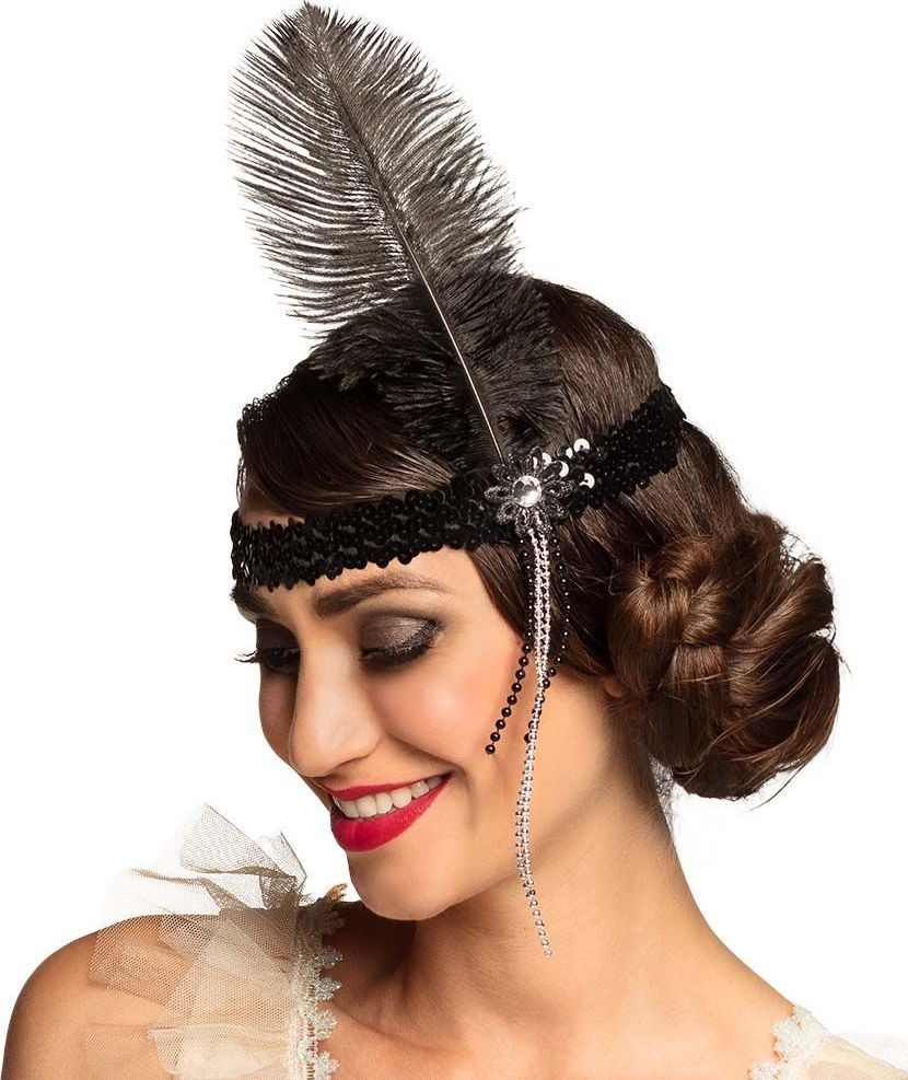 Pailletten Flapper Hoofdband Zwart