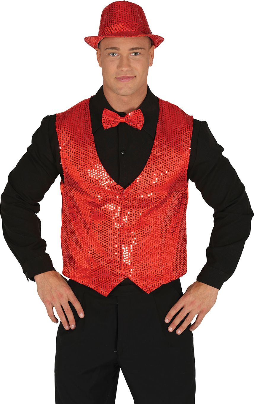 Pailletten Gilet Rood