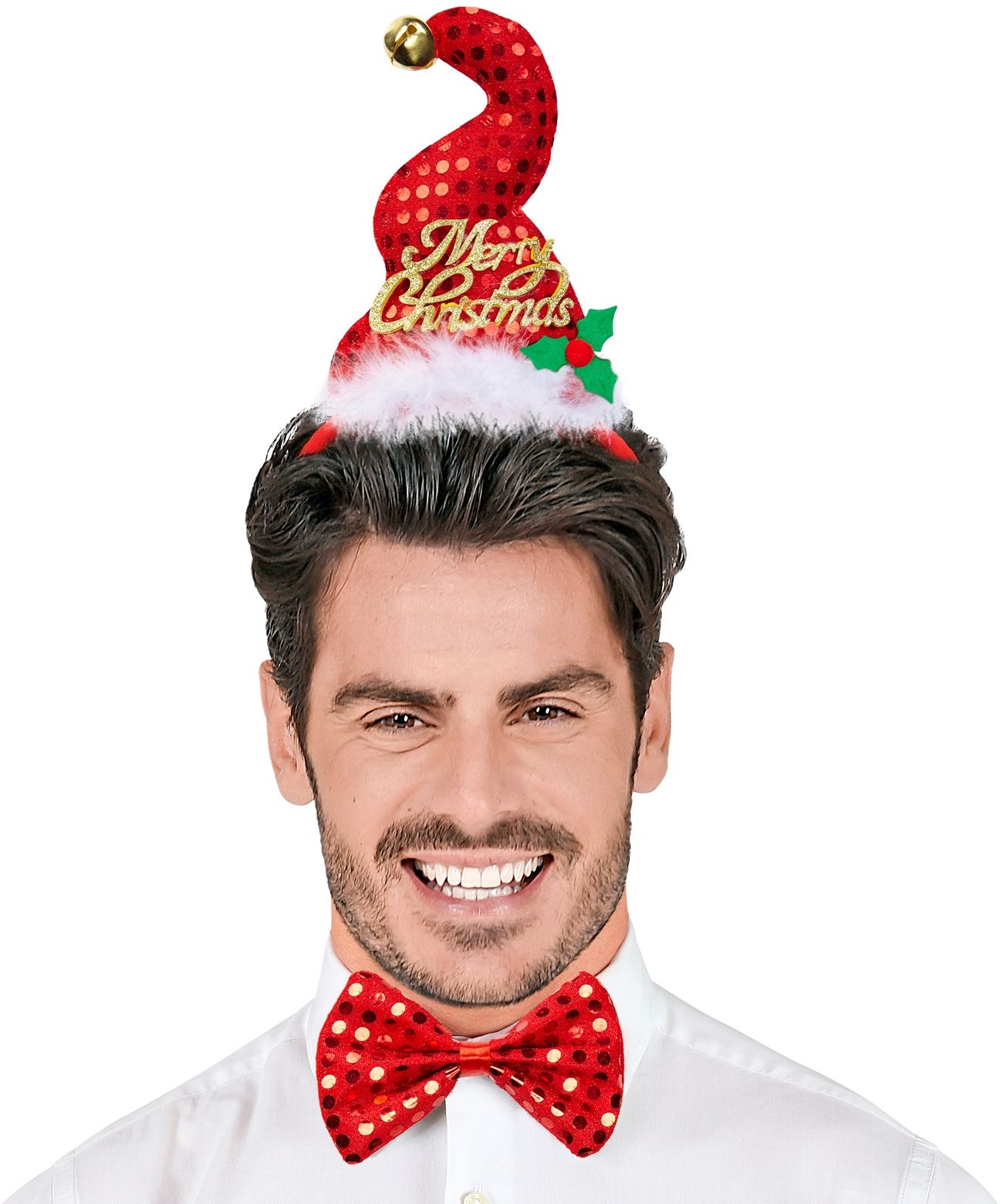 Pailletten Kerstmuts en Strikje