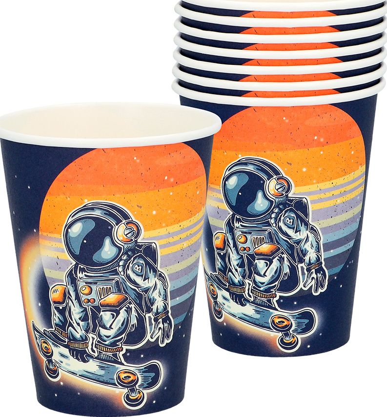 Papieren Ruimte Astronaut Bekertjes 8 Stuks