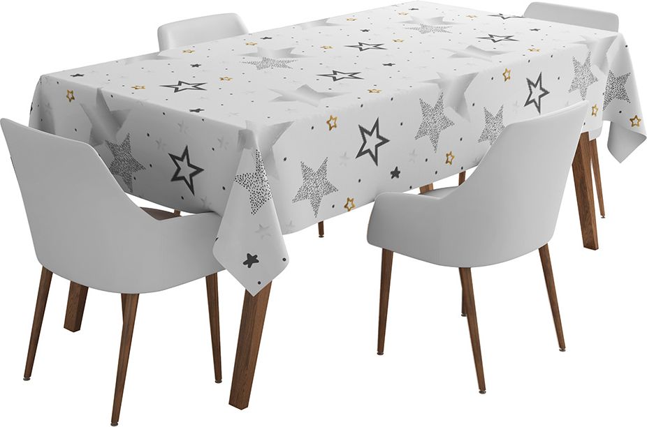 Papieren Verjaardagstafelkleed met Sterren Wit Zwart Goud