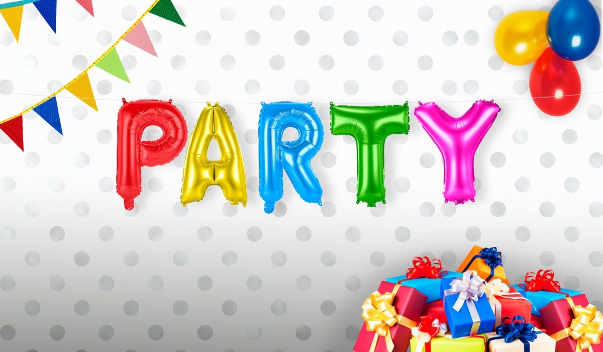 PARTY gekleurde folieballon letters