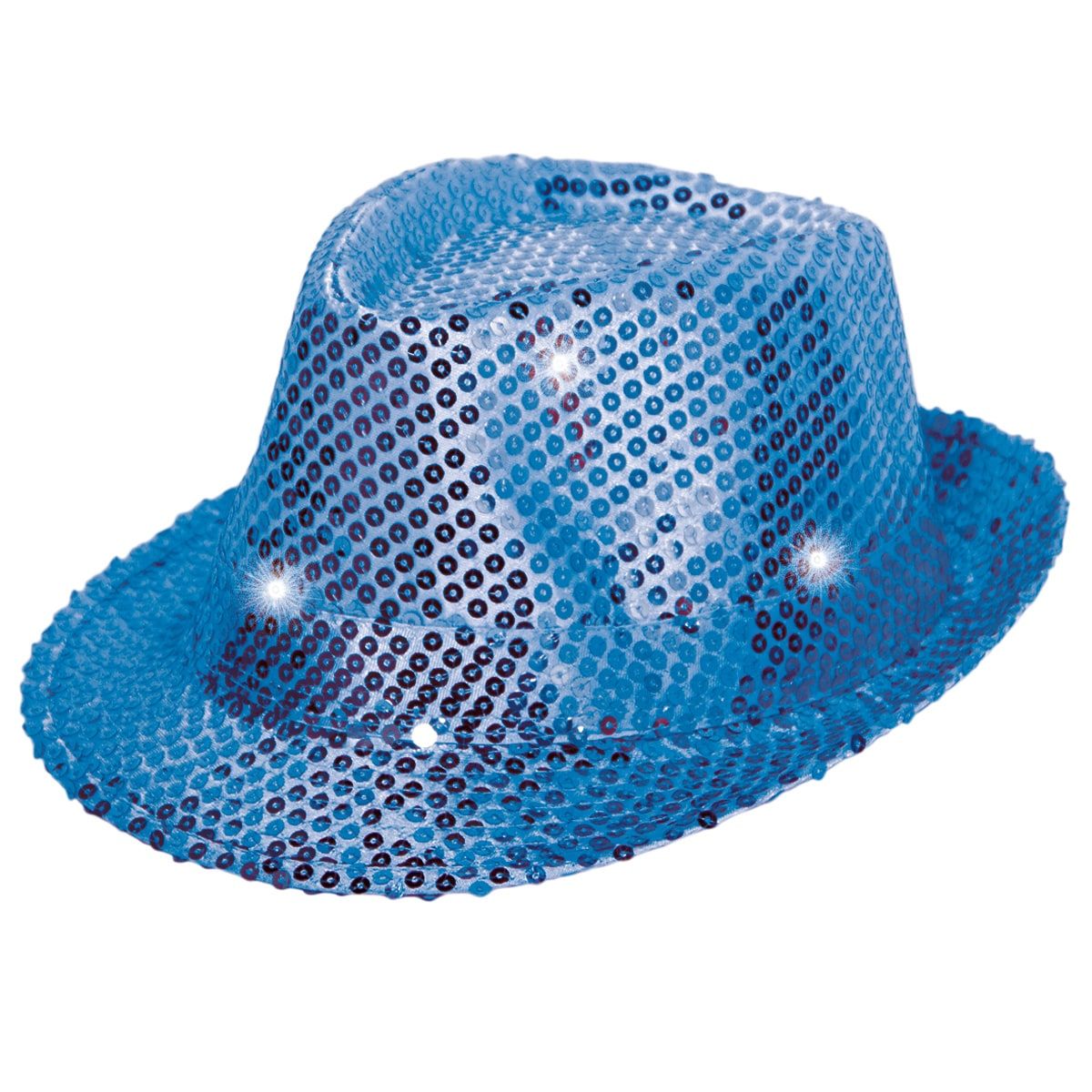 Party Pailletten Fedora met Lichtjes Blauw
