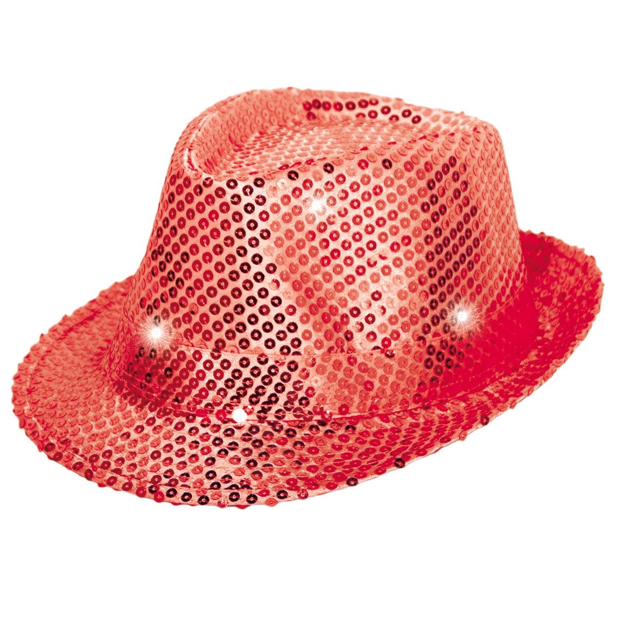 Party Pailletten Fedora met Lichtjes Rood