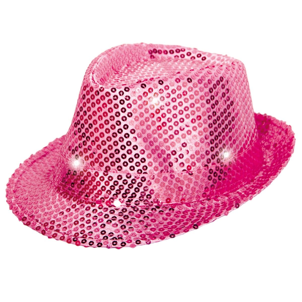 Party Pailletten Fedora met Lichtjes Roze