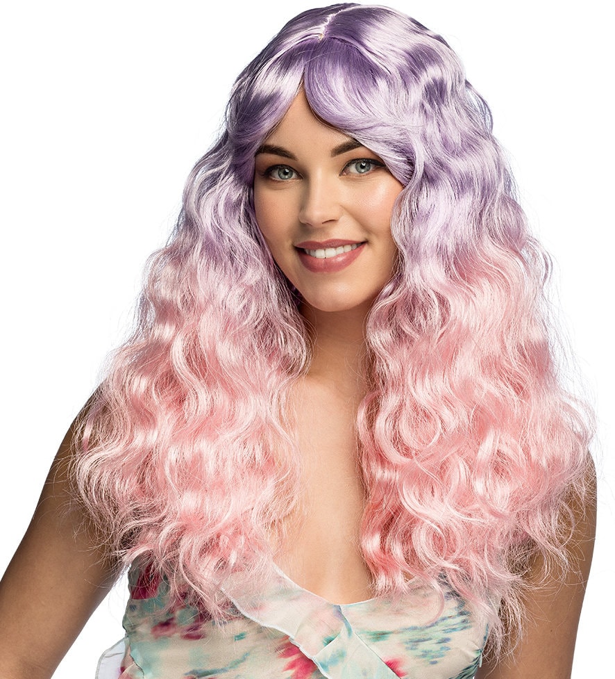 Pastel Pruik Dames Paars Roze