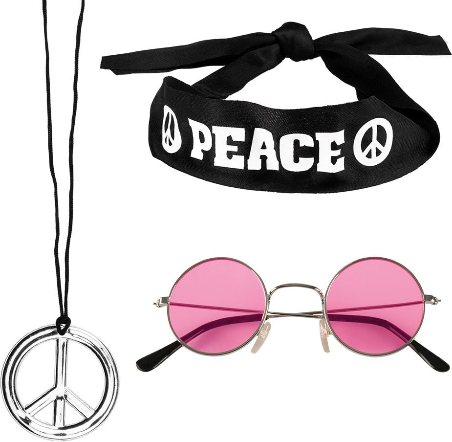 Peace hippie party accessoires set