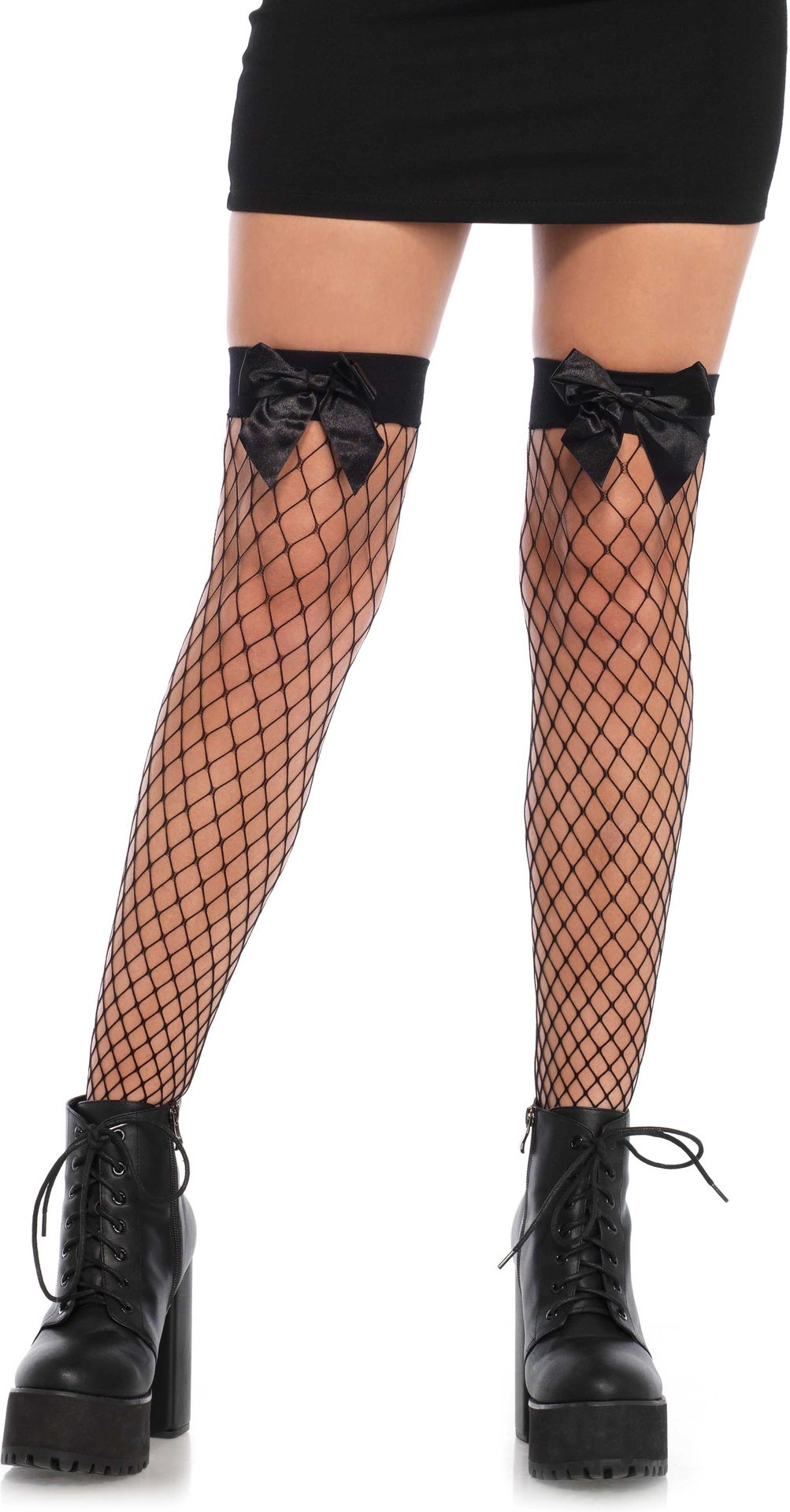 Penny Zwarte Visnet Kousen met Strik