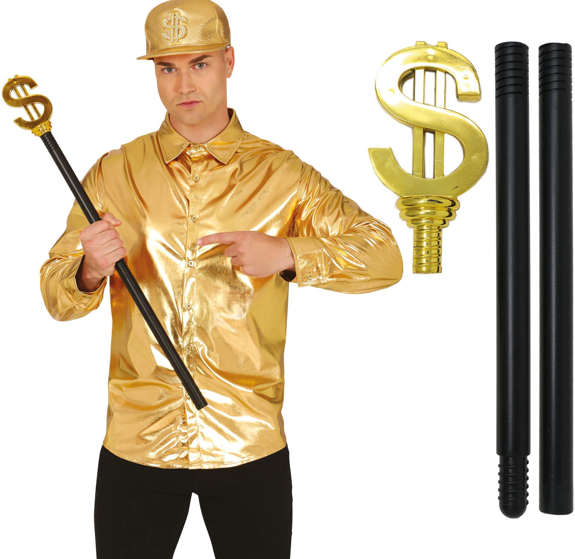 Pimpstok Gouden Dollarteken Opvouwbaar