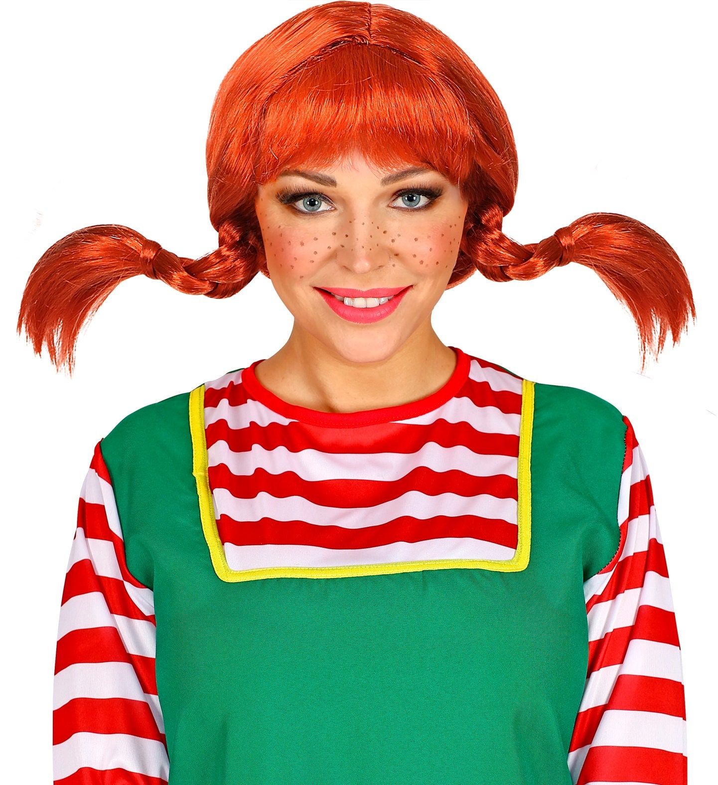 Pipi Langkous Pruik Oranje Dames