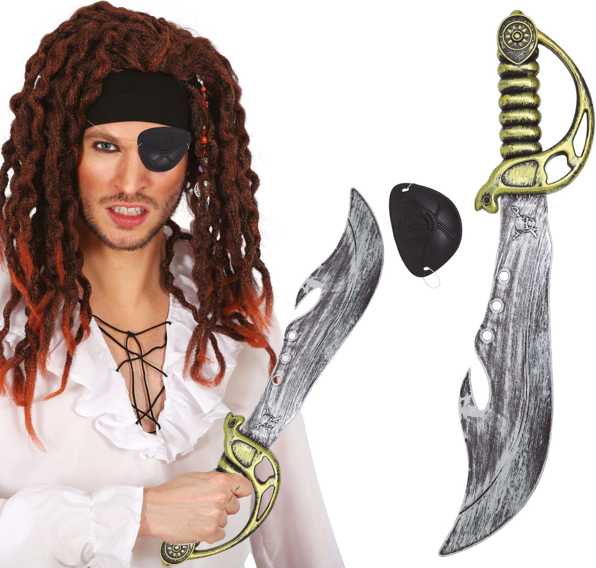 Piraten Accessoireset Zwaard Ooglap 2-Delig