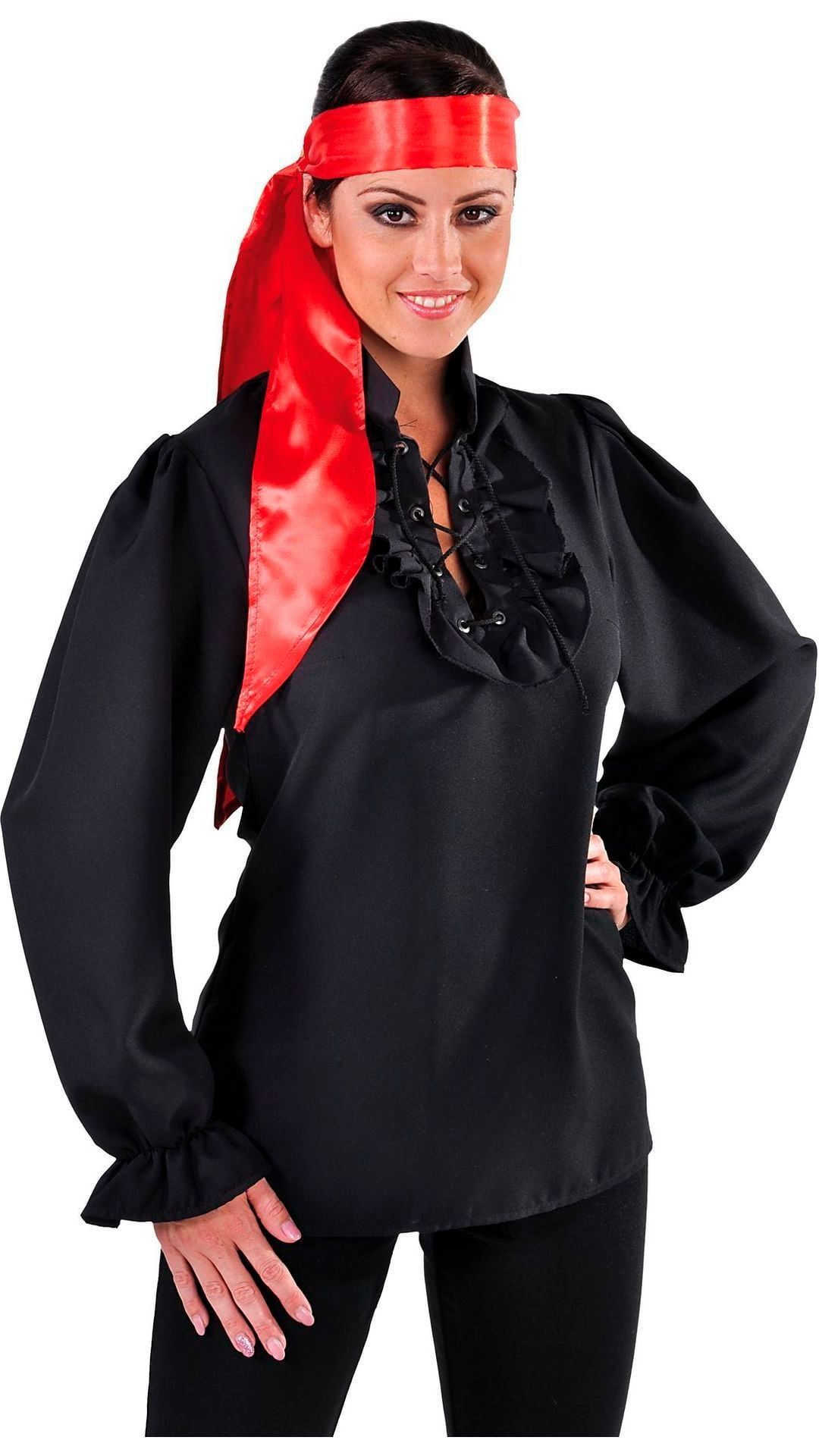 Piraten Blouse Vrouw Zwart