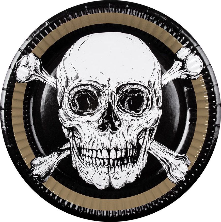 Piraten Goud/Zwarte Papieren Bordjes 10 Stuks