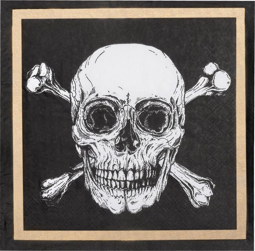 Piraten Goud/Zwarte Papieren Servetten 20 Stuks