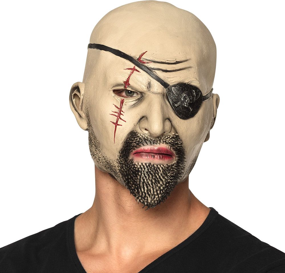 Piraten masker met ooglap en litteken