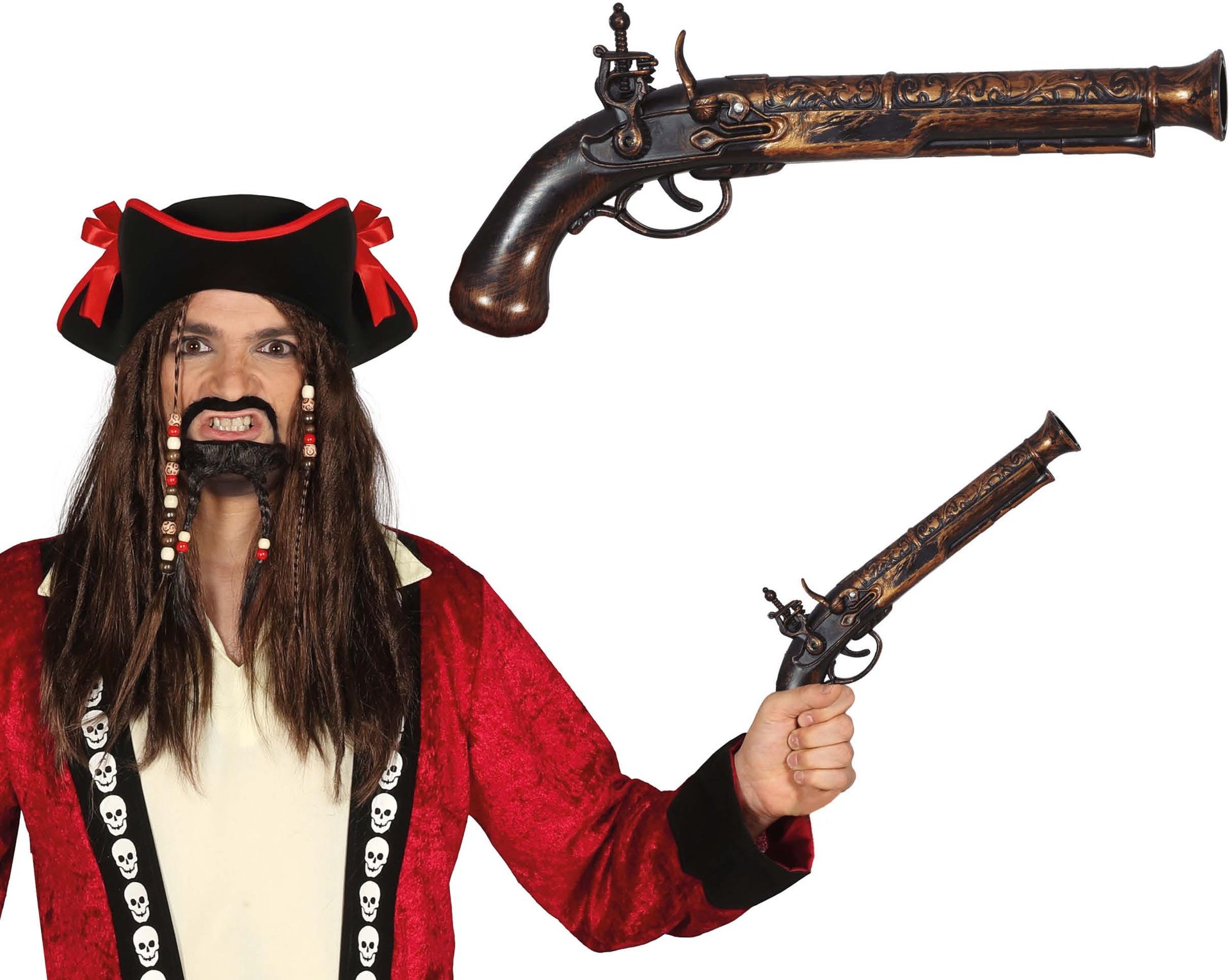 Piraten Pistool Zwart 28cm