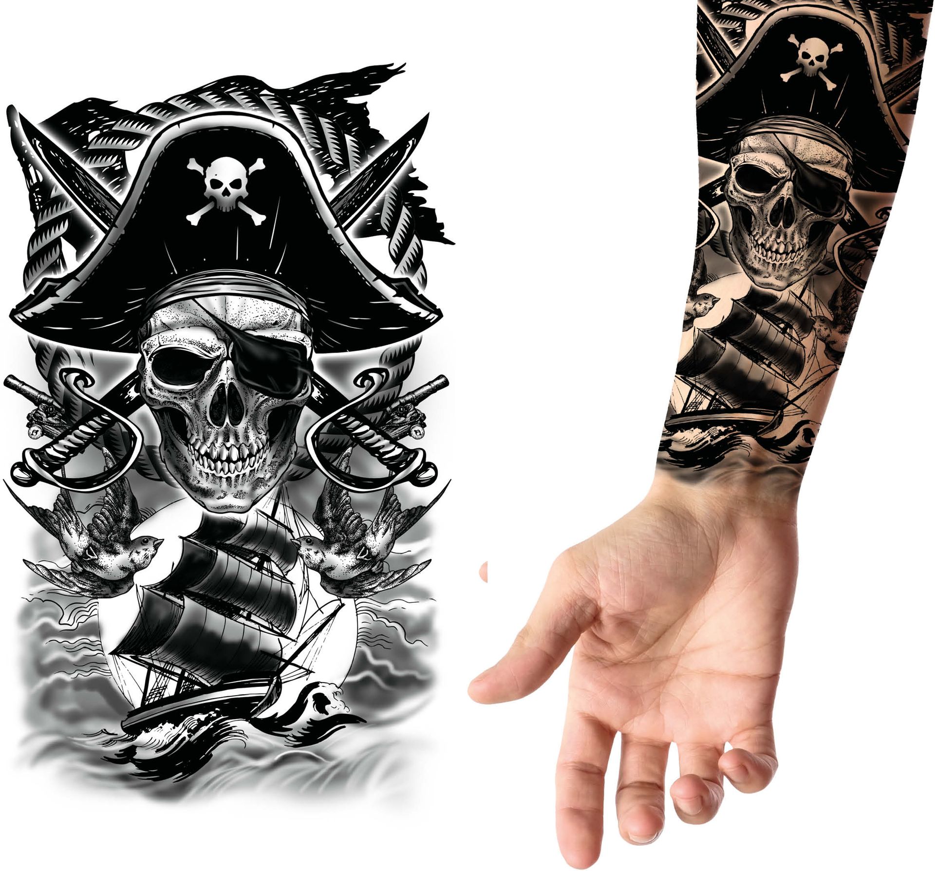 Piraten Plak Tattoo Zwart