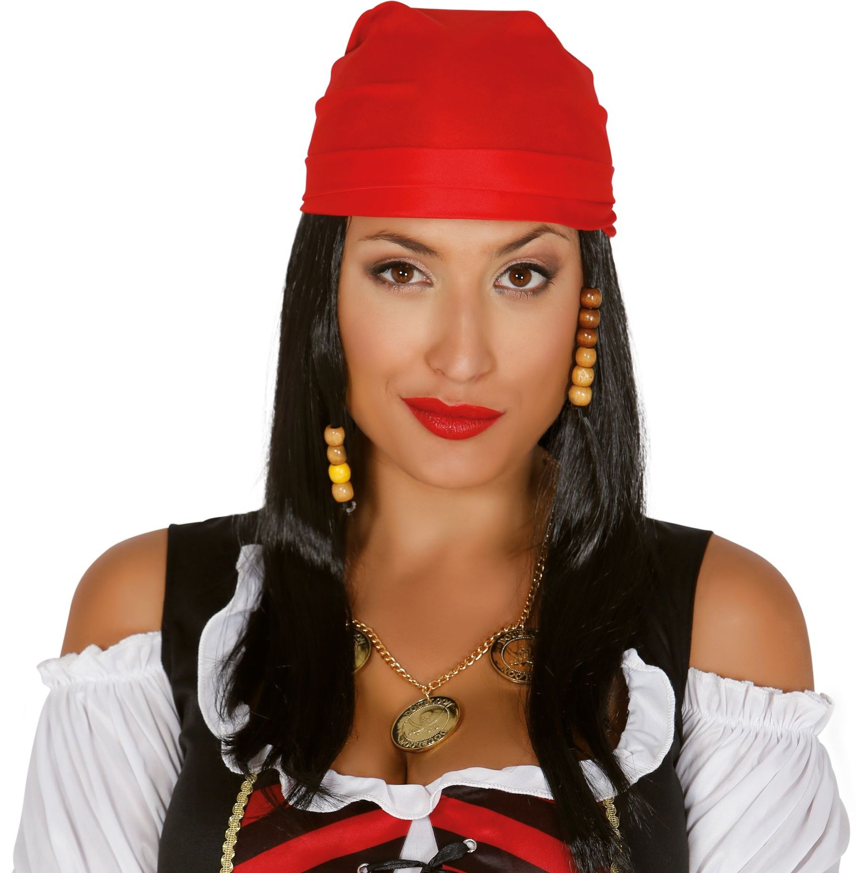 Piraten pruik met rode hoofdband