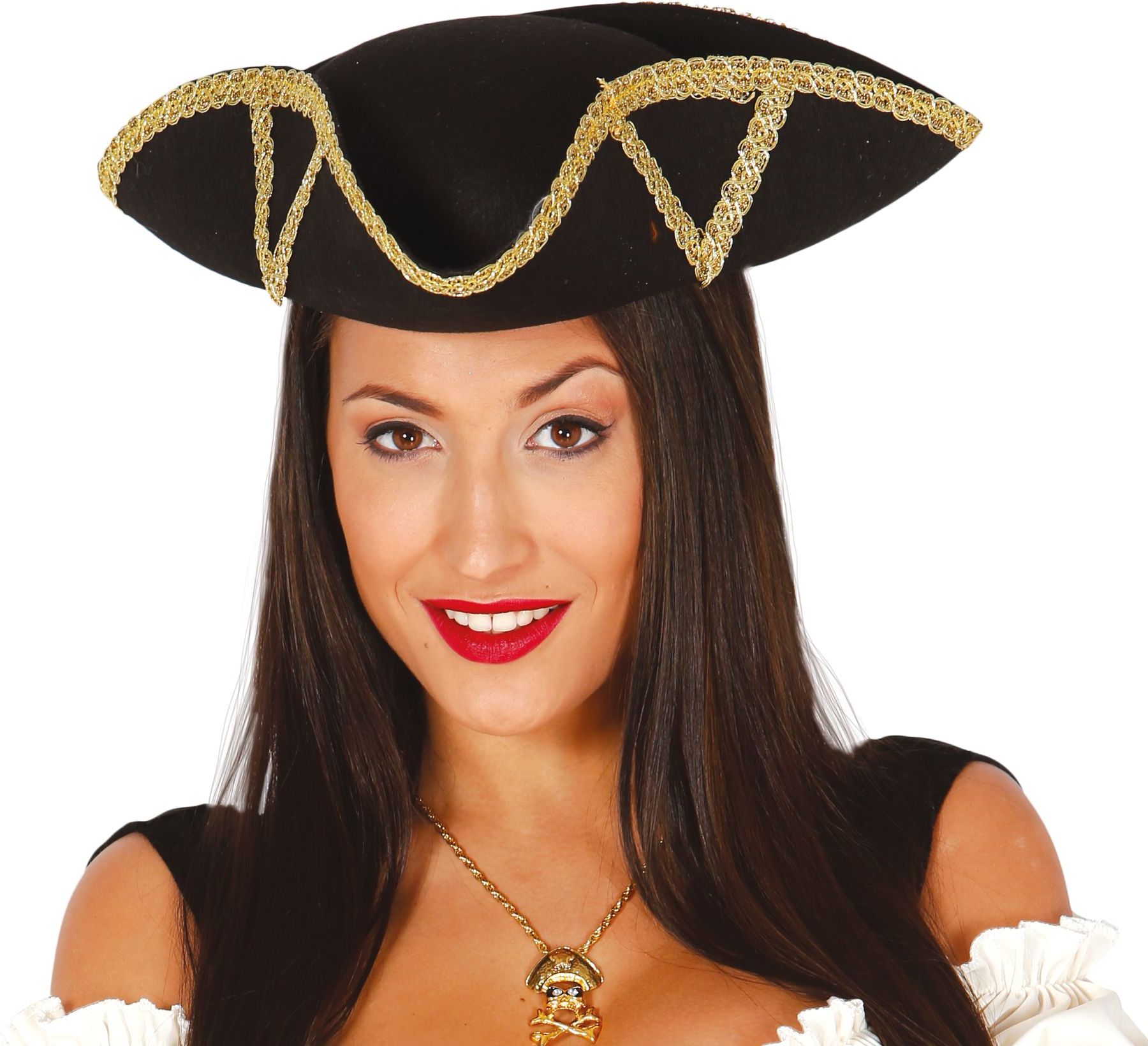 Piraten tricorn hoed met gouddetail