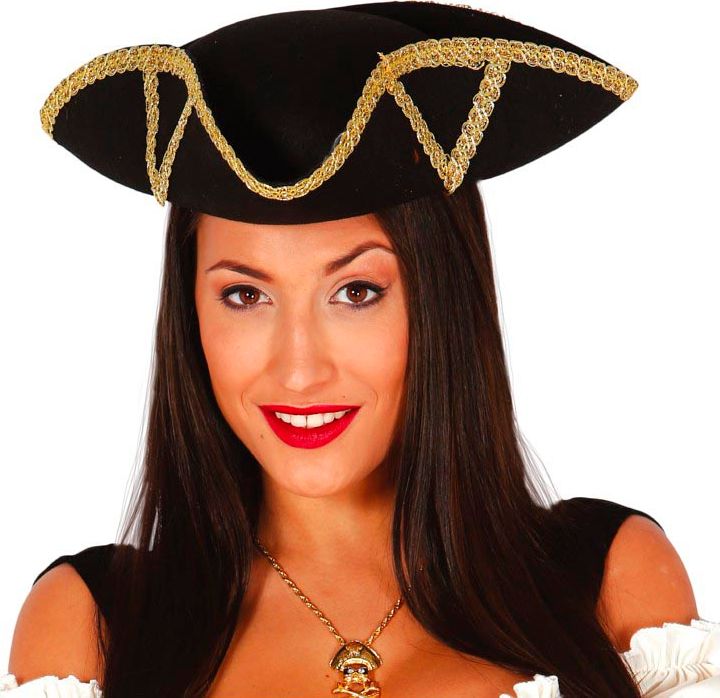 Piraten Tricorn Hoed met Gouddetail