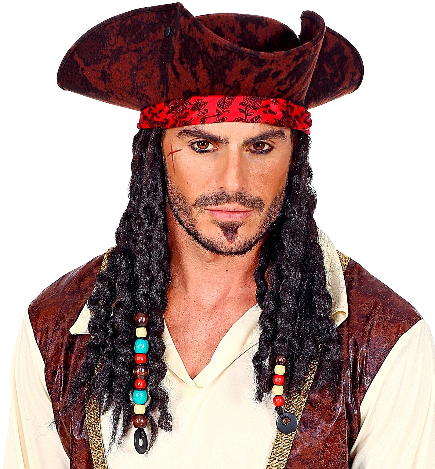Piratenhoed met Bandana en Dreadlocks