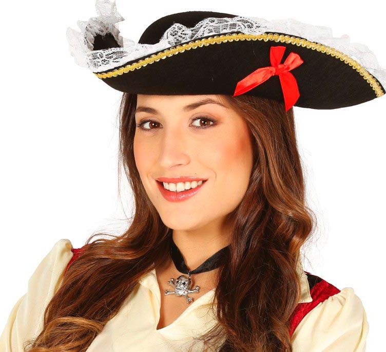 Piratenhoed met Strikjes en Kant