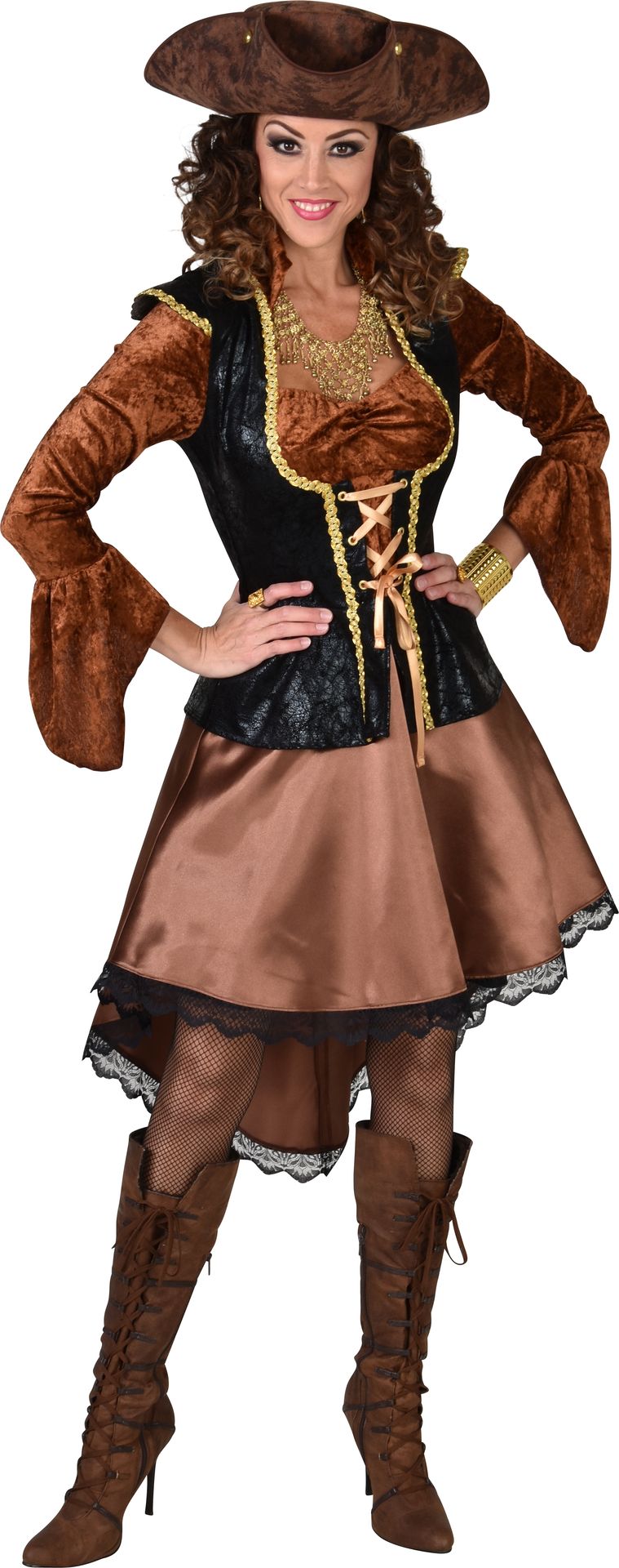 Piratenjurk Suedine Bruin