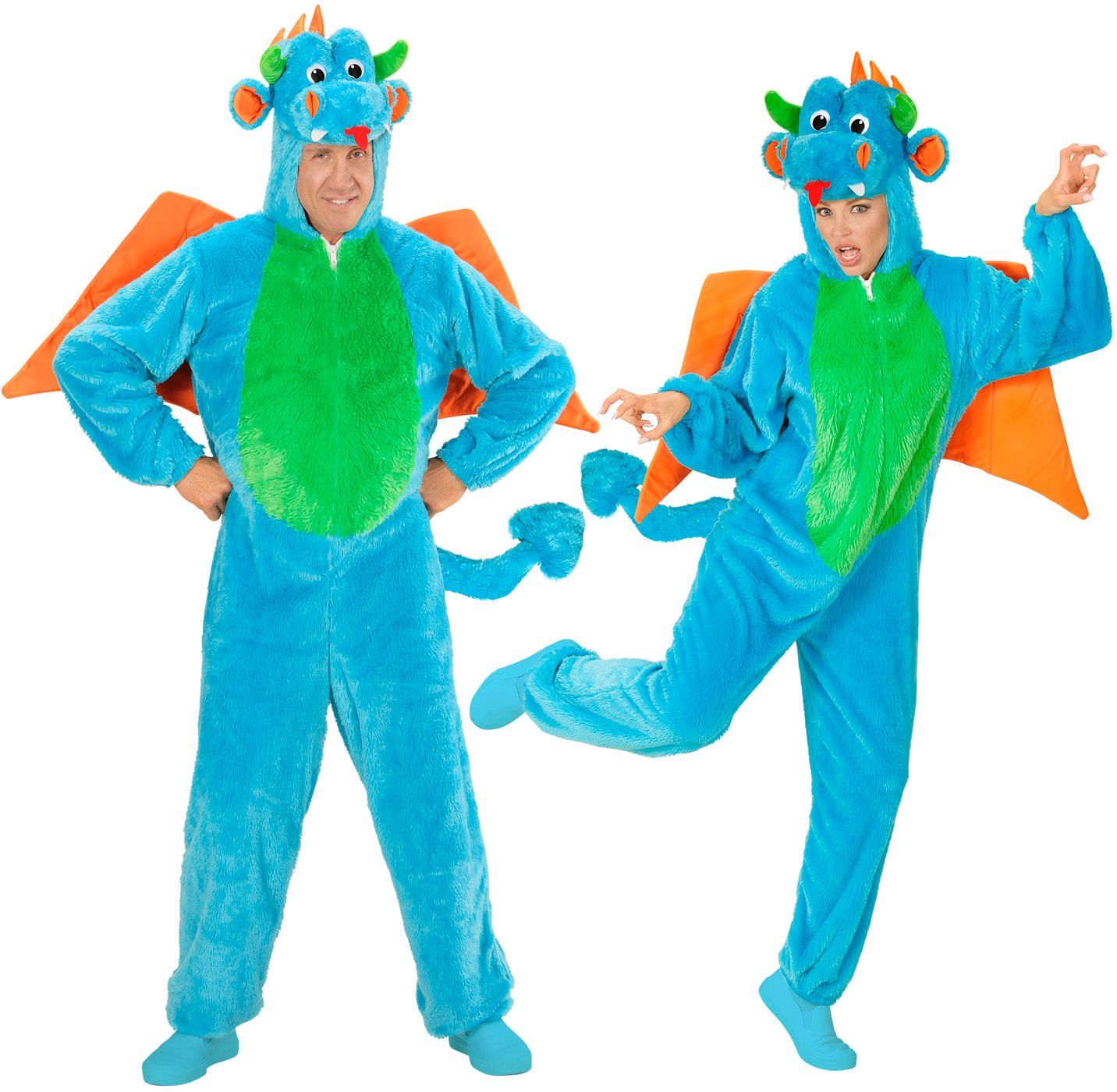 Pluche Blauwe Draak Jumpsuit Carnaval