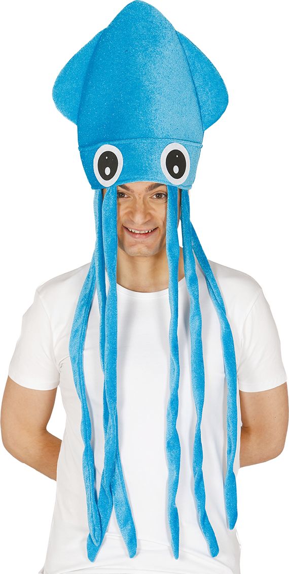 Pluche Blauwe Inktvis Muts