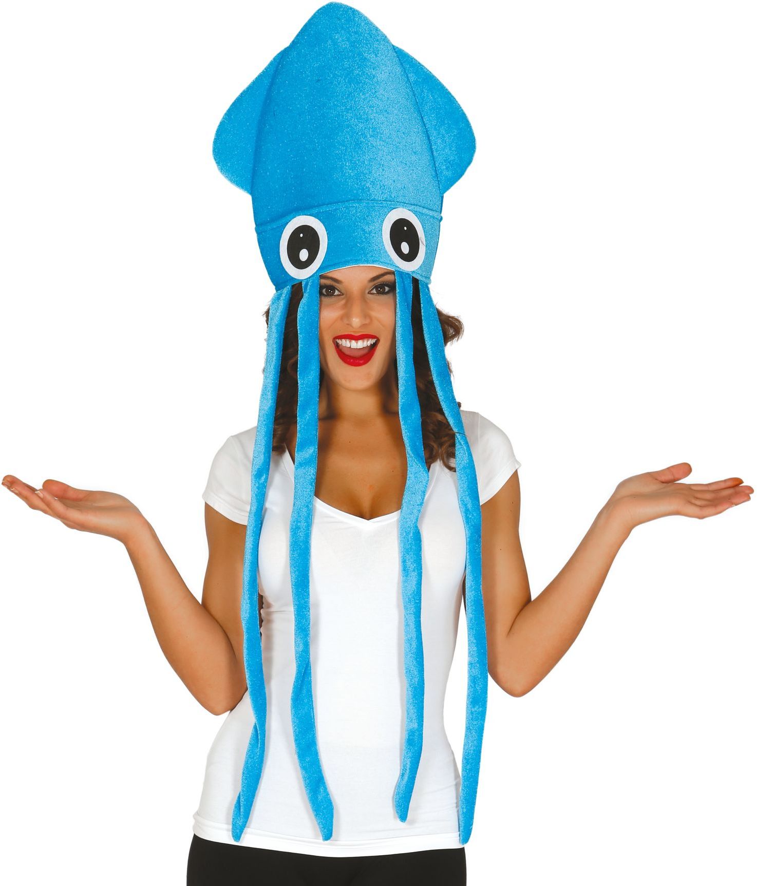 Pluche blauwe octopus muts