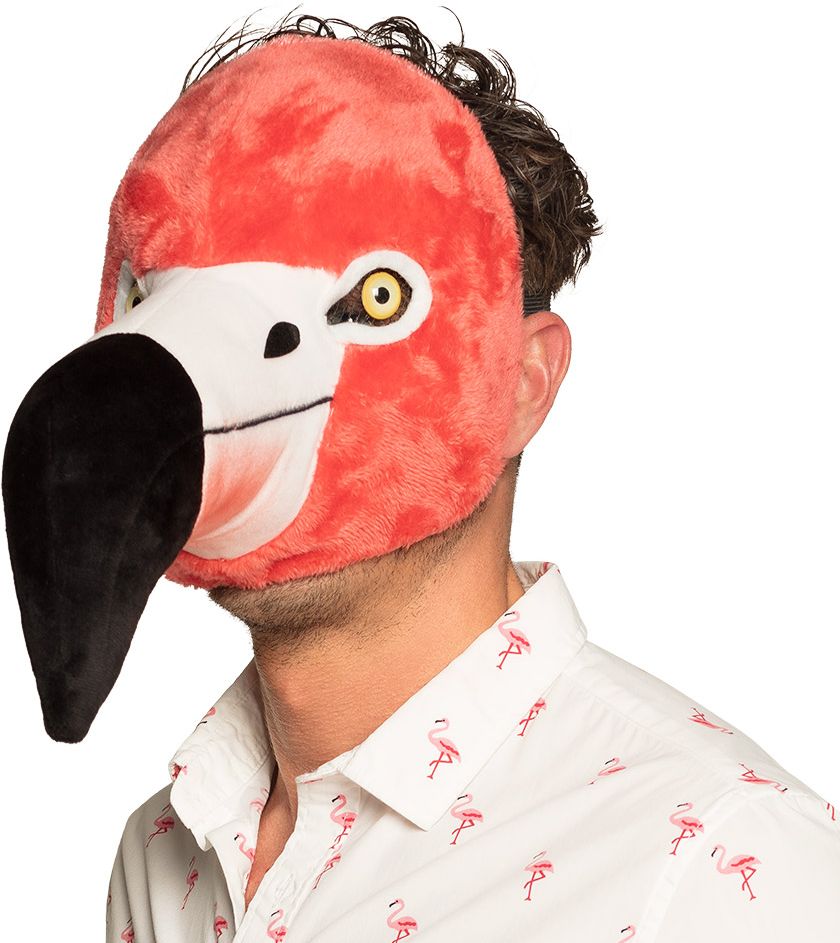Pluche flamingo gezichtmasker