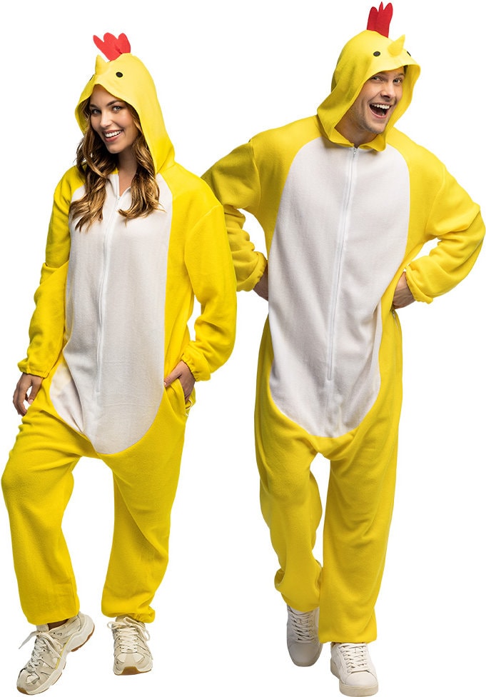 Pluche Kip Onesie Kostuum Volwassenen