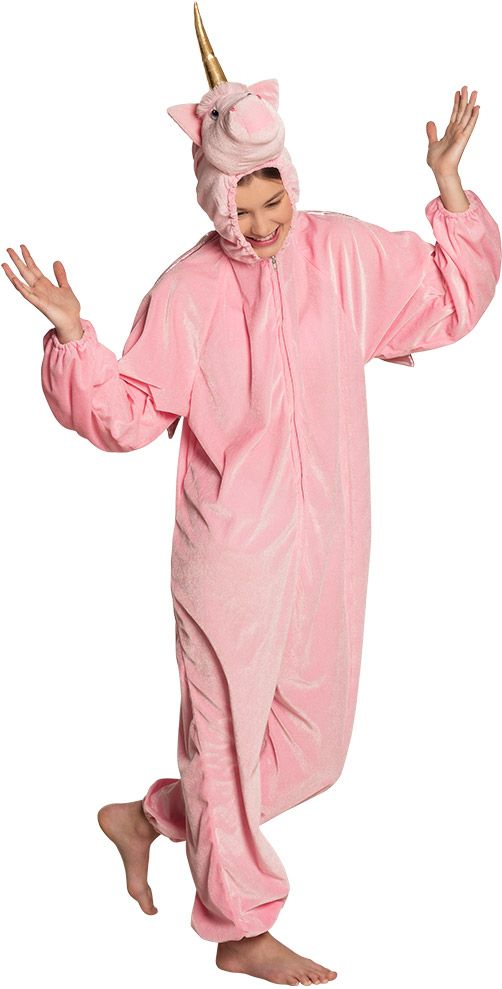 Pluche roze eenhoorn tiener kostuum