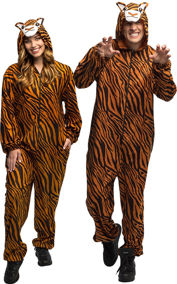 Pluche Tijger Onesie Kostuum Volwassenen