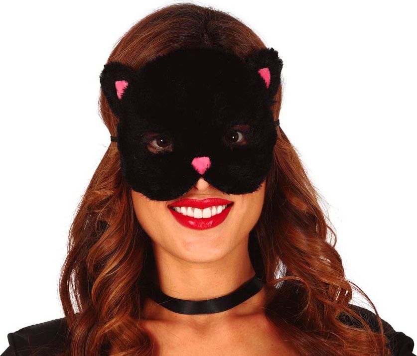 Pluche Zwarte Kat Masker
