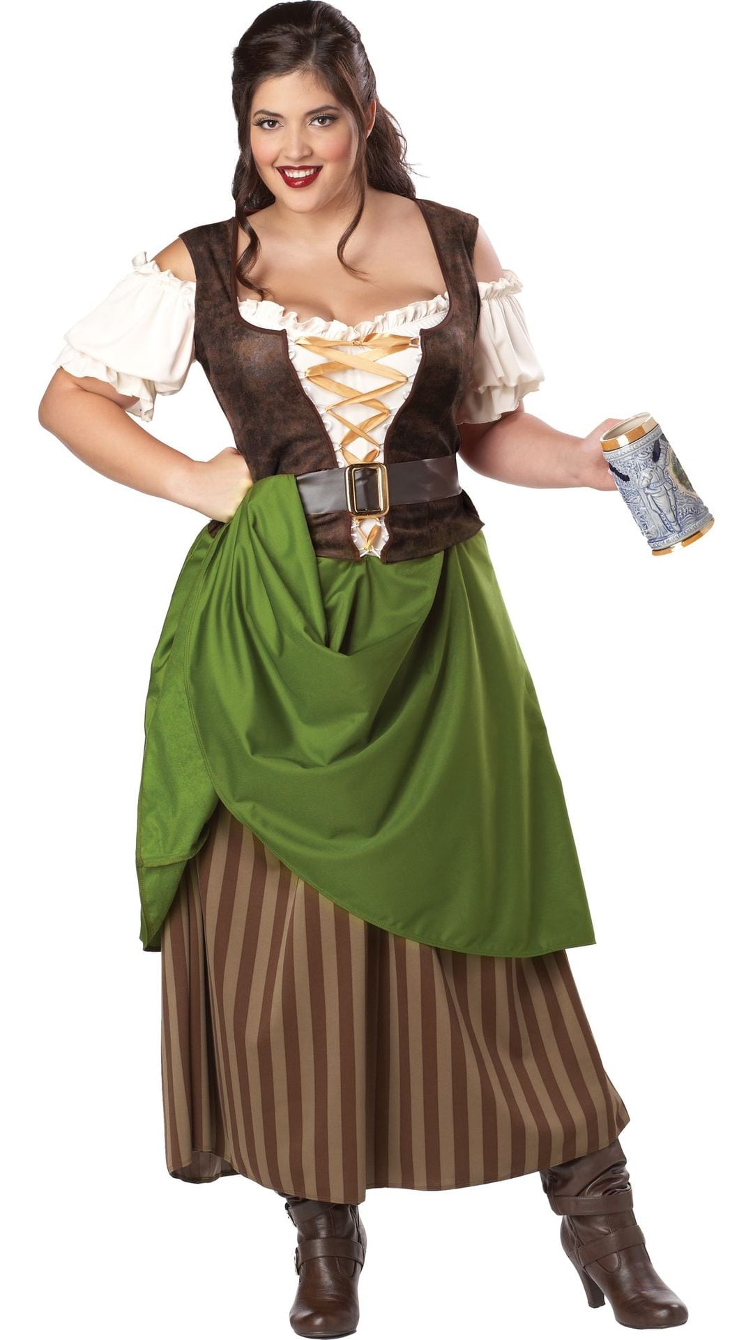 Plus Size Renaissance Jurk Bruin