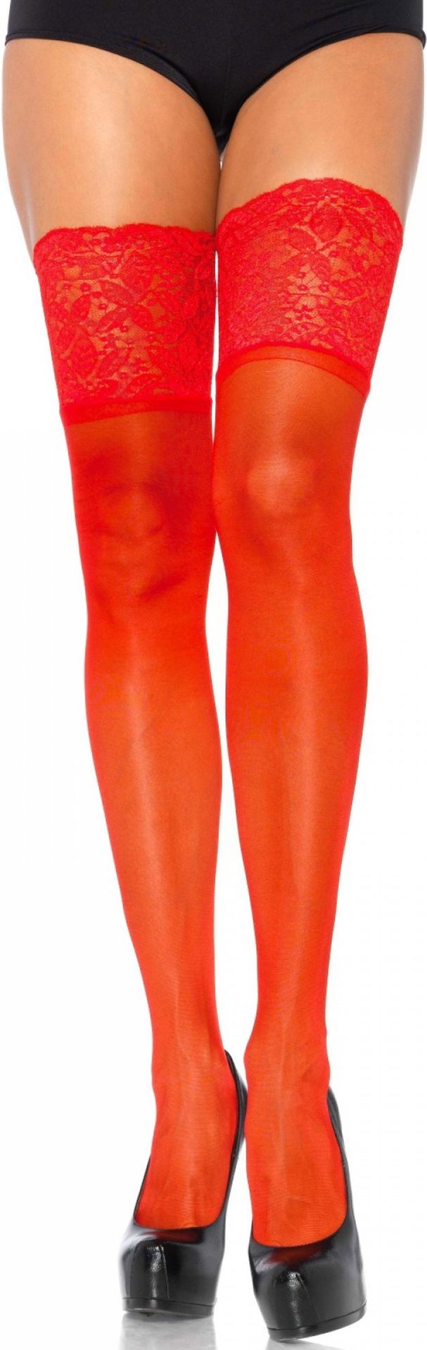 Plus Size Rode Kniekousen met Brede Kanten Top