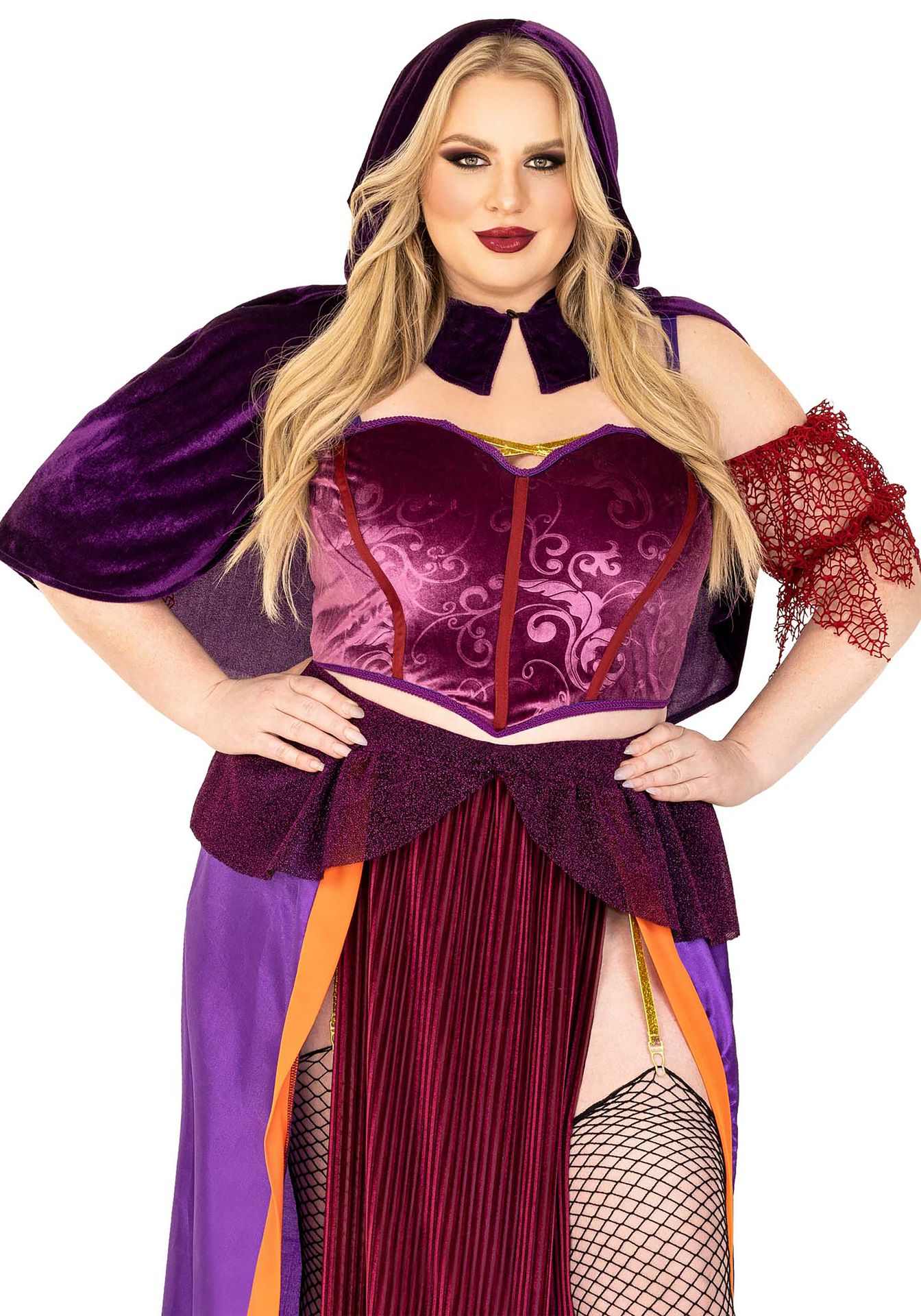 Plus size sexy paarse magische heks jurk dames