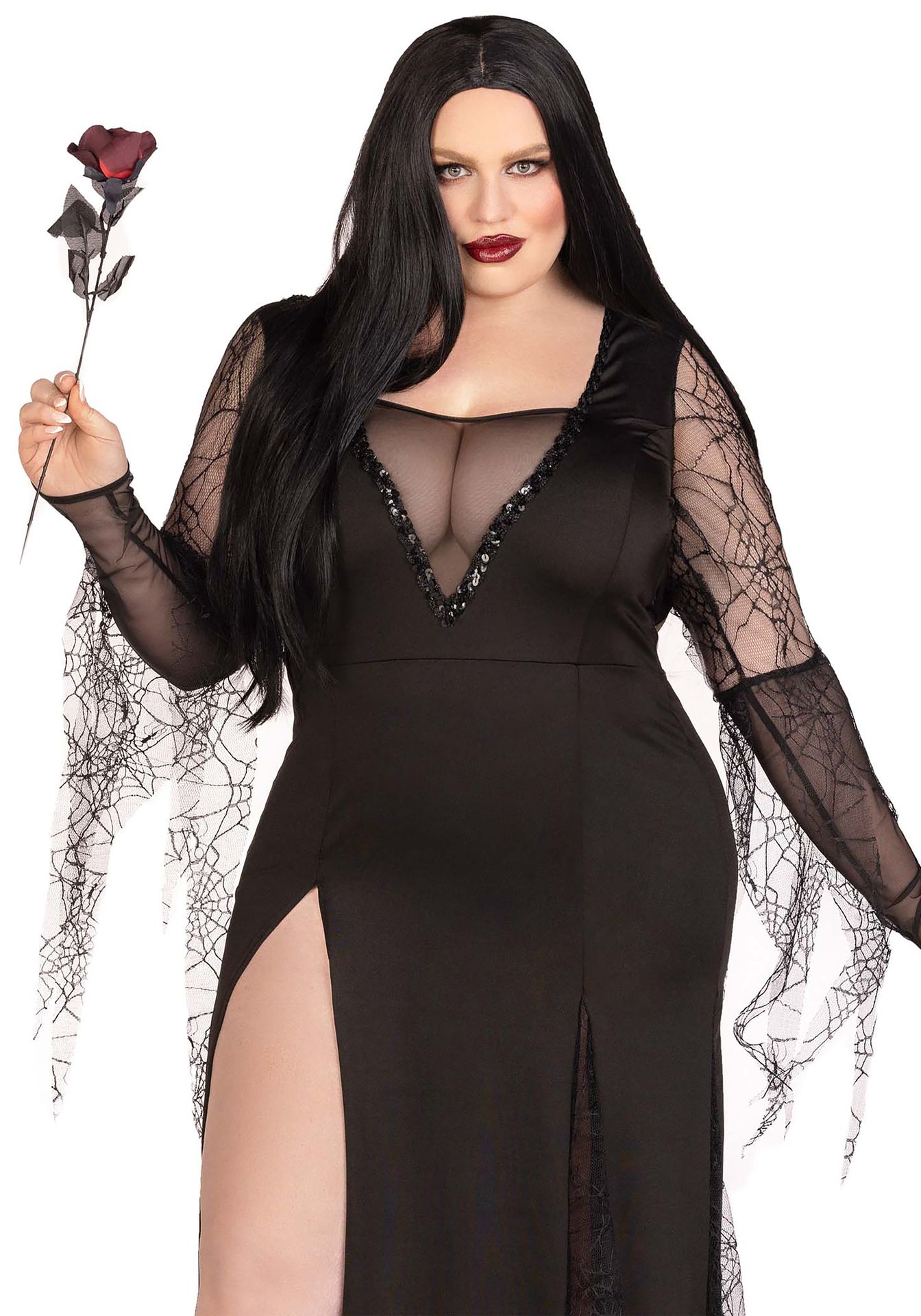 Plus Size Sexy Spider Morticia Jurk Dames