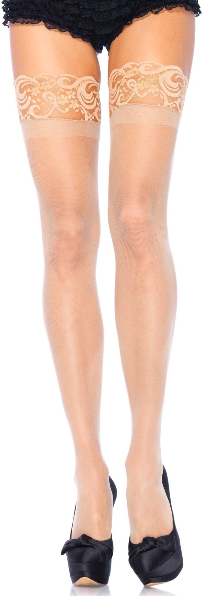 Plus Size Transparante Elastaan Kousen Huidskleur