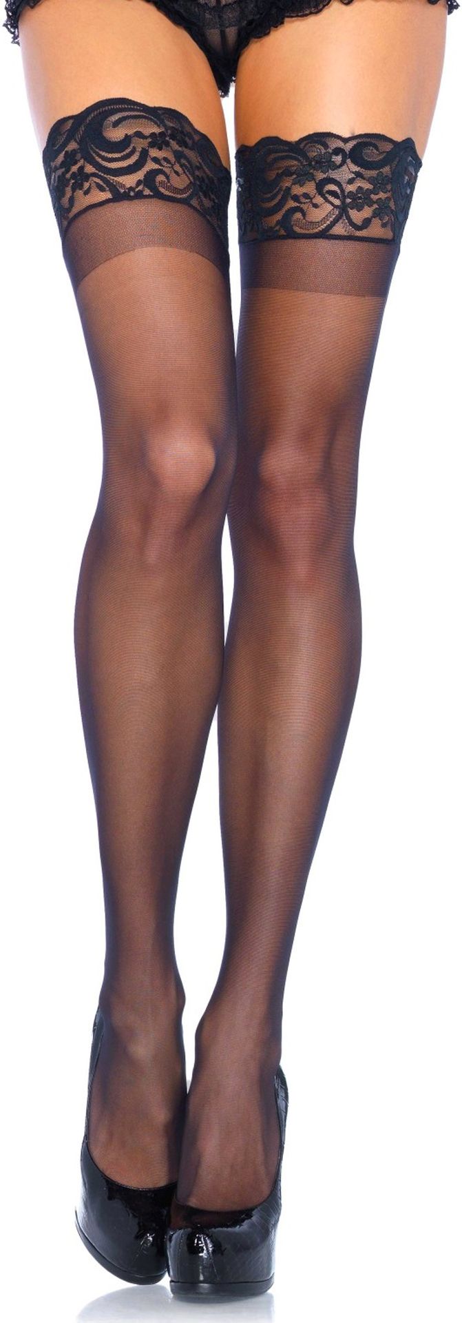 Plus Size Transparante Elastaan Kousen Zwart