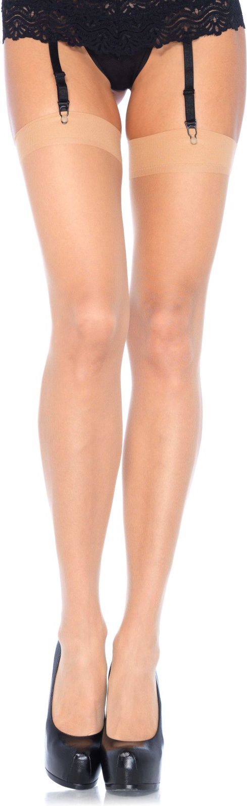 Plus Size Transparante Jarretel Kousen Huidskleur