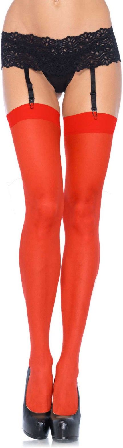 Plus Size Transparante Jarretel Kousen Rood