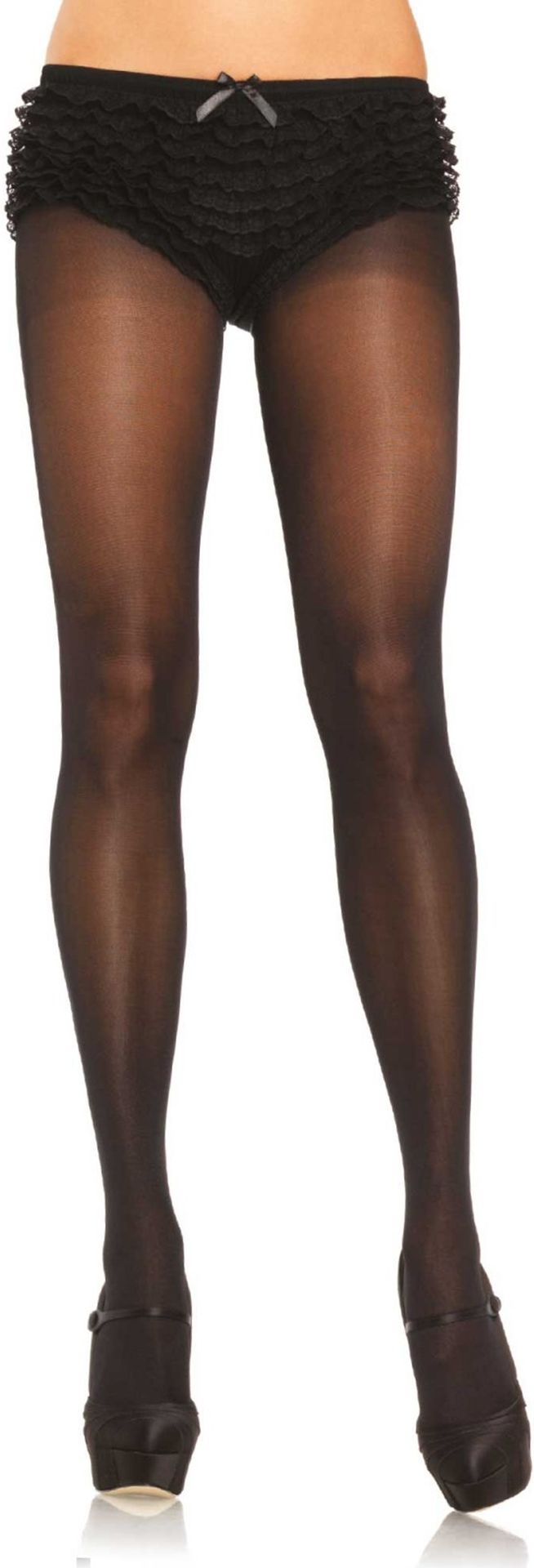 Plus Size Zwarte Panty met Katoenen Kruisje