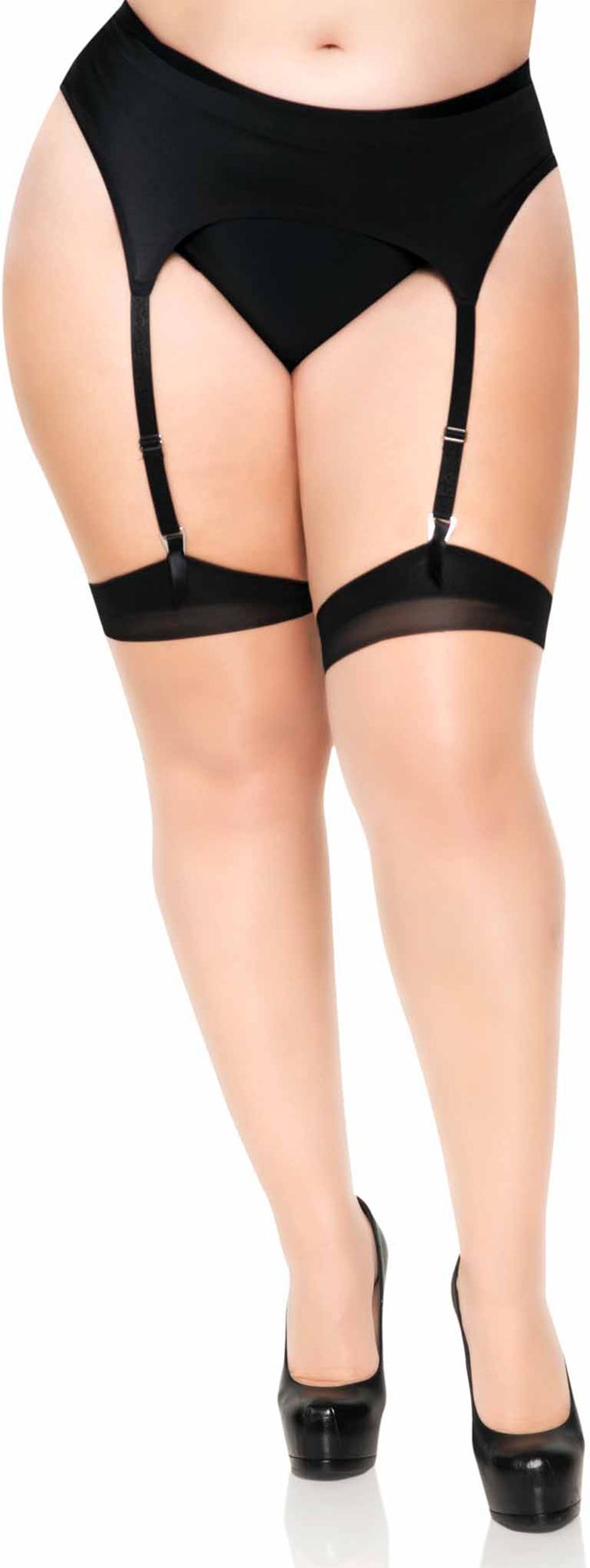 Plussize Zwarte Transparante Elastaan Kousen