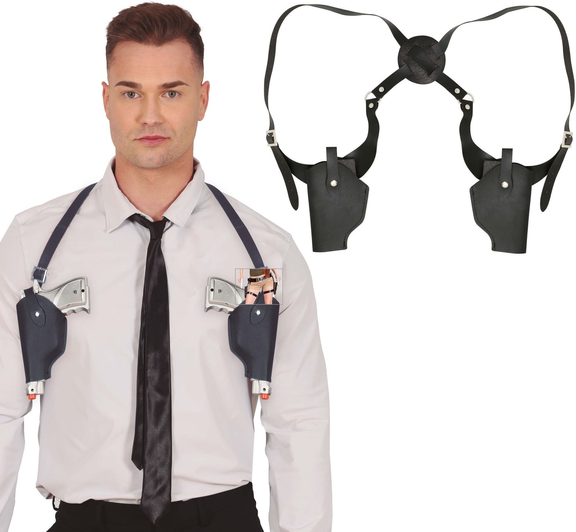 Politie Zwarte Dubbele Schouderholster