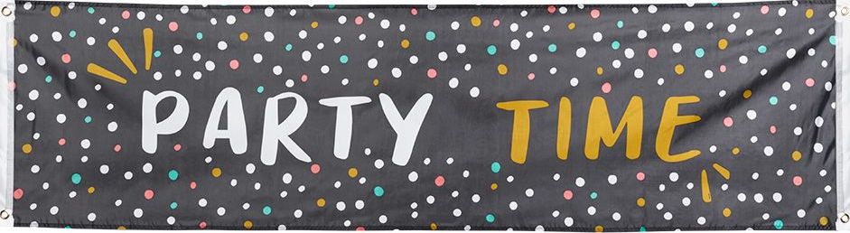 Polyester Banner 'Party Time' Verjaardag 180cm
