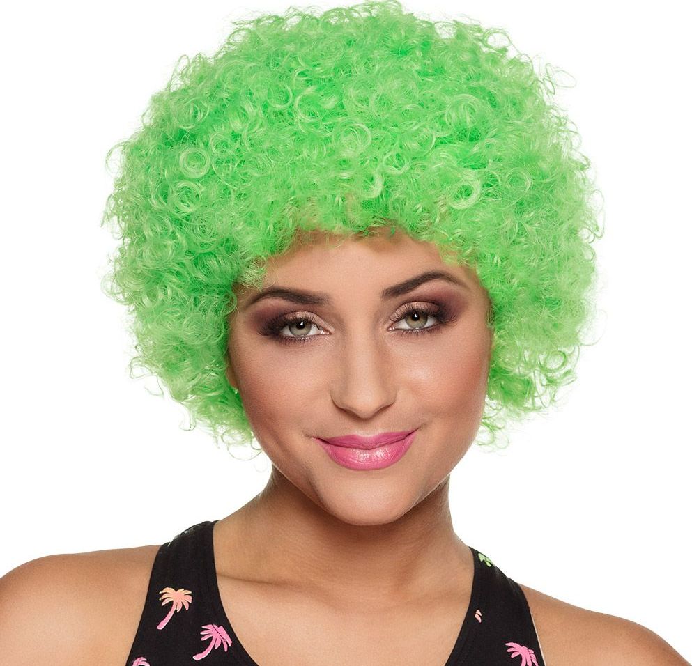 Poppy Afro Pruik Groen
