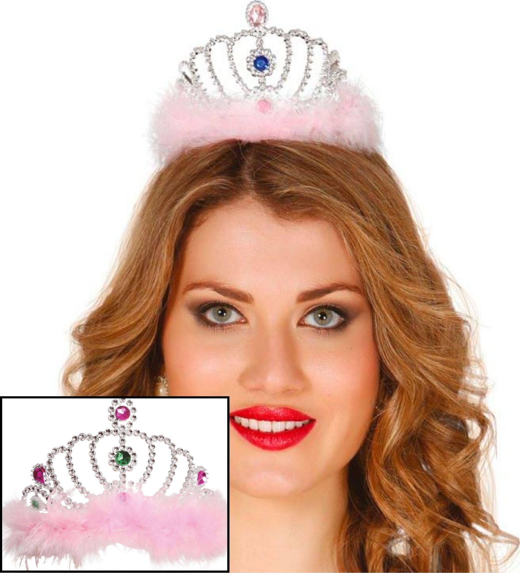 Prinsessen Kroon met Roze Veertjes