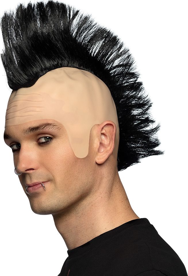 Punk Hanenkam Pruik Zwart